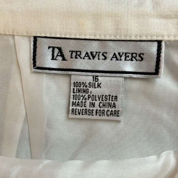 Vintage Travis Ayers Cream Embellished Pencil Skirt Silk 16 - Picture 3 of 7